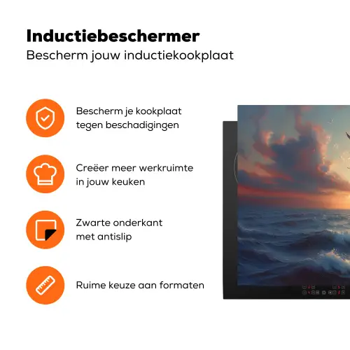 Meeuwen - Zonsondergang - Zee - Wolken Inductie beschermer vinyl 3mm klein -zzzzzzz-td-ups