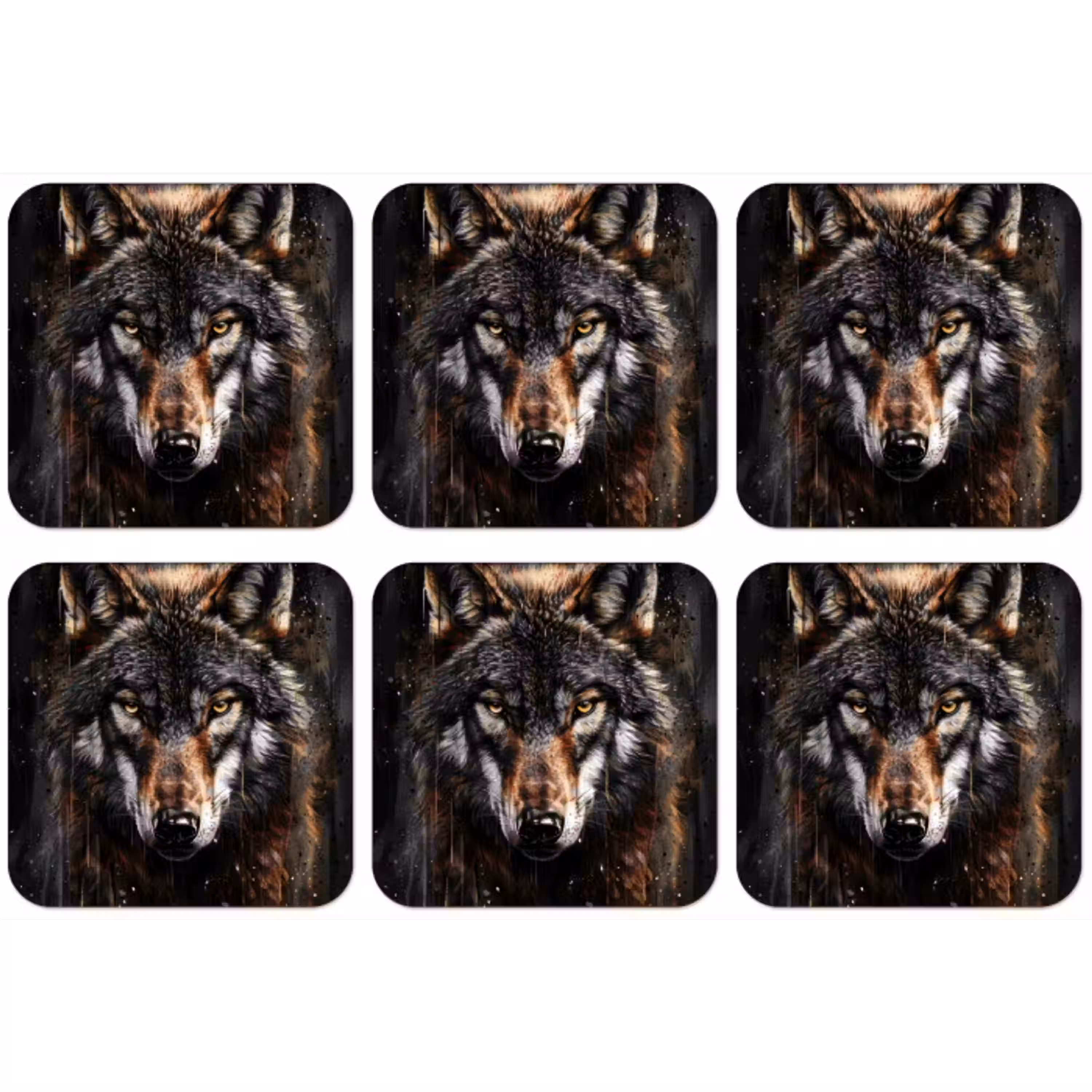 Dieren - Wolf - Portret - Zwart - Bruin onderzetter kurk middel -zkaufland3dotto