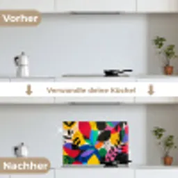 Vormen - Stippen - Kleurrijk keuken achterwand spatscherm klein -voor_na_DE