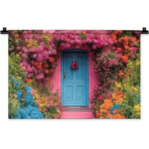 Bloemen - Deur - Roze Wandkleed katoen klein -zz3d