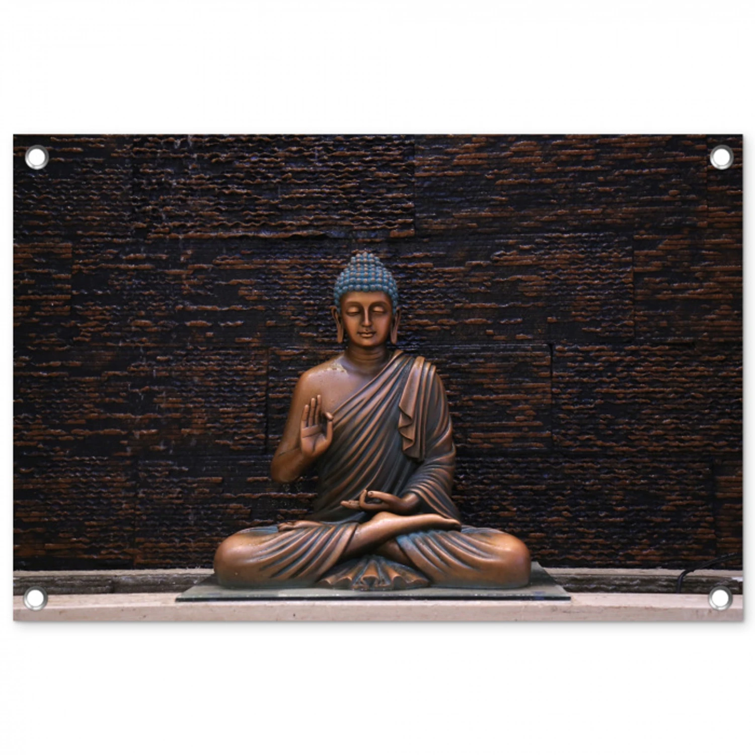 Rustgevende Boeddha in meditatie tuinposter los doek klein -3d