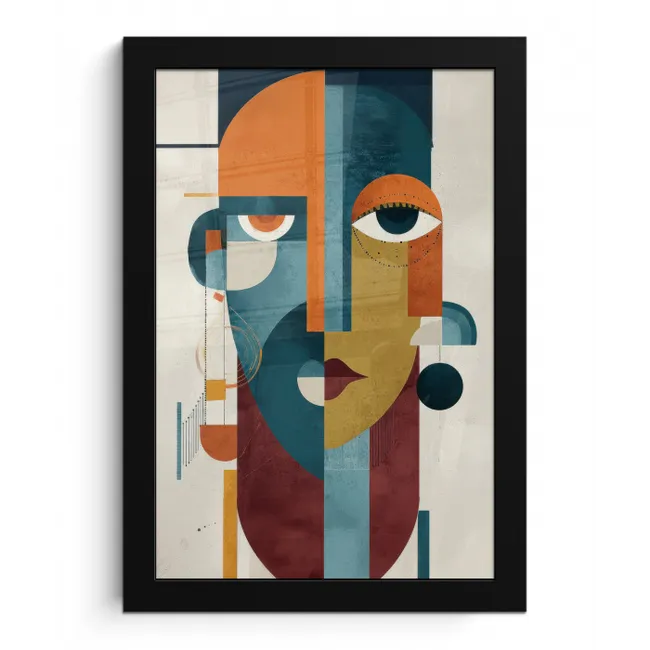 Geometrisch - Strakke vormen - Kleurrijk fotolijst zwart zonder passe partout klein -3d