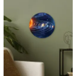 Ruimte - Zonnestelsel - Blauw Wandcirkel kunststof plaat 5mm dik klein -sfeer3