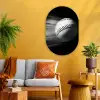 Honkbal - Wit - Vliegt Wandcirkel Ovaal Glas middel -sfeer4