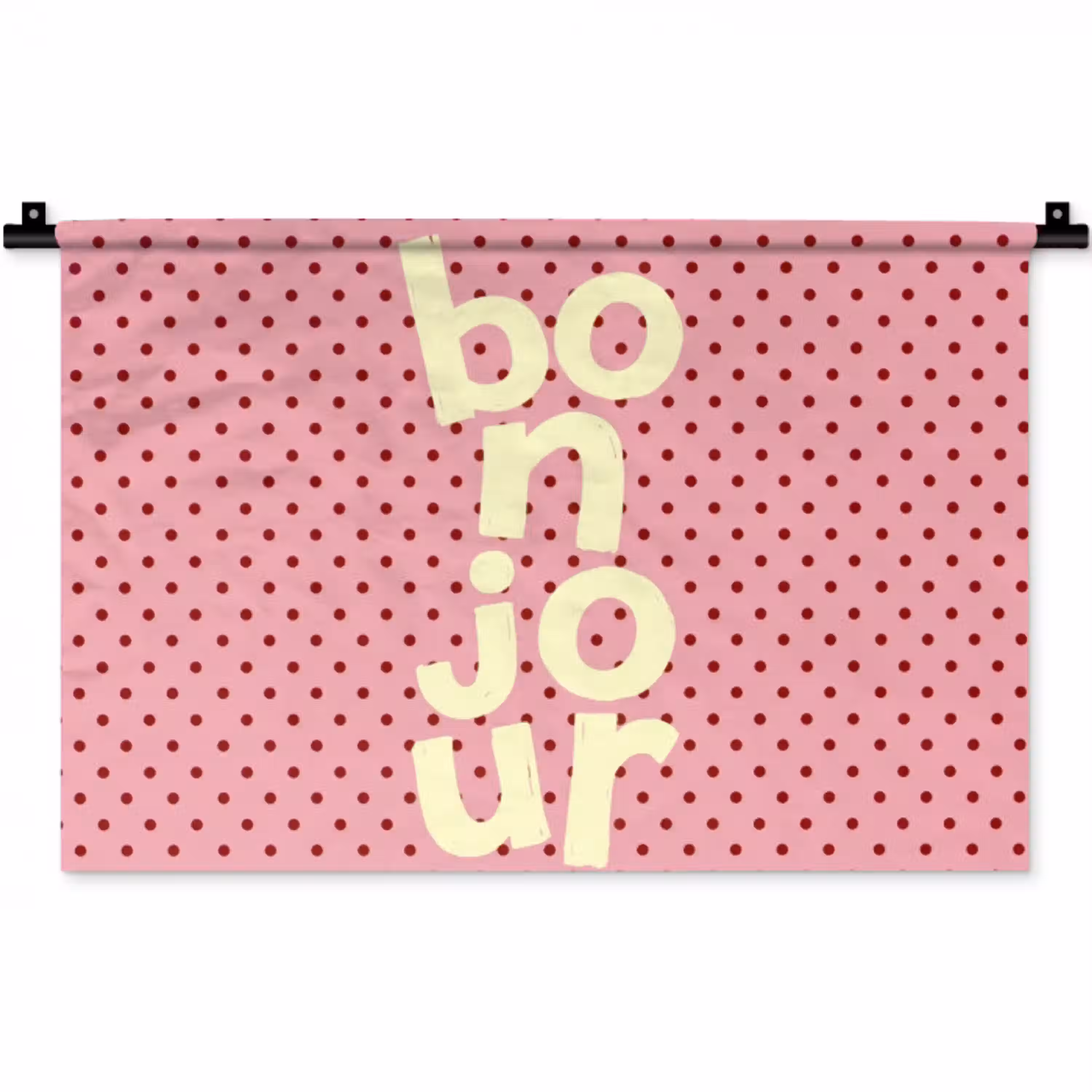 Bonjour - Stippen - Roze- Geel Wandkleed katoen klein -zz3d