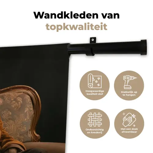 Bril - Leeuw - Bank - Hoed Wandkleed katoen klein -sfeer2