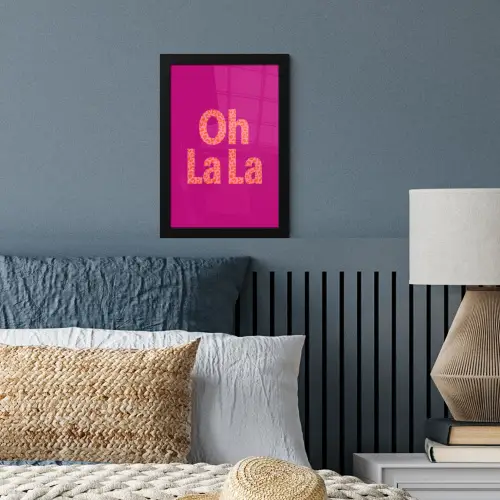 Oh la la - Luipaardprint - Roze fotolijst zwart zonder passe partout klein -sfeer3