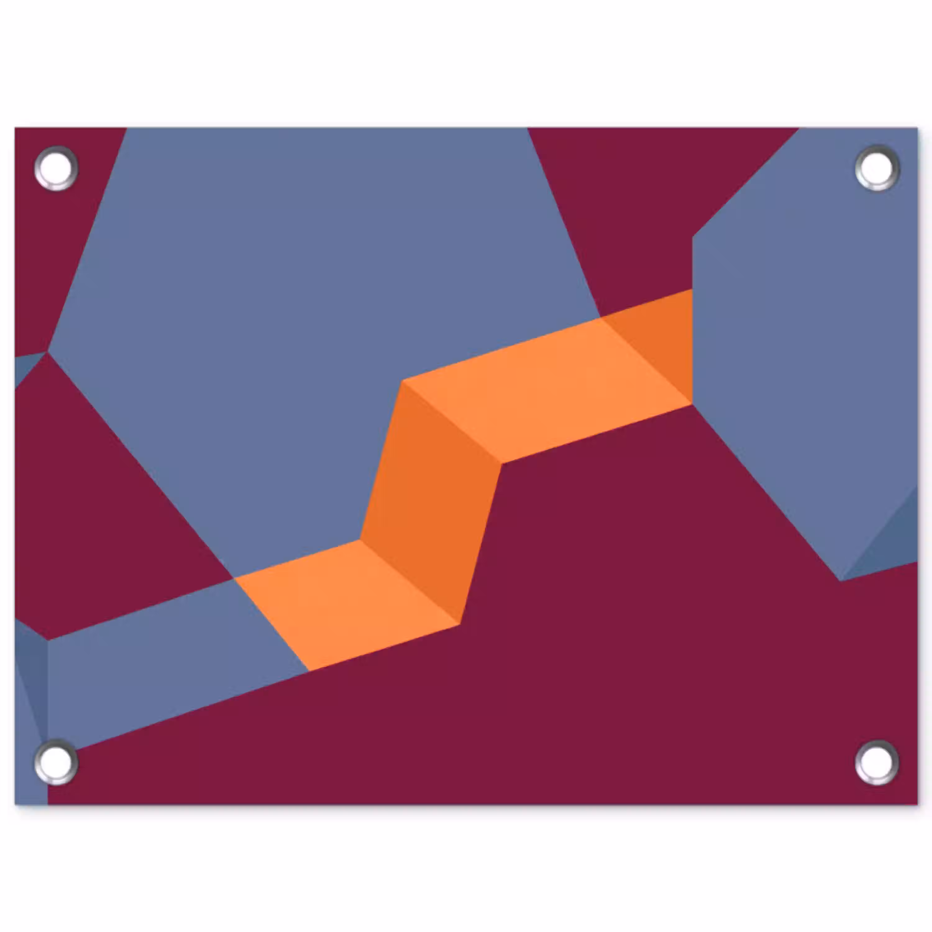 Abstract - Vormen - Modern - Blauw - Oranje tuinposter los doek klein -3d