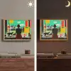 Vrouw - Keuken - Katten - Doorkijk Light Box met batterij (Wandlamp) middel -sfeer3