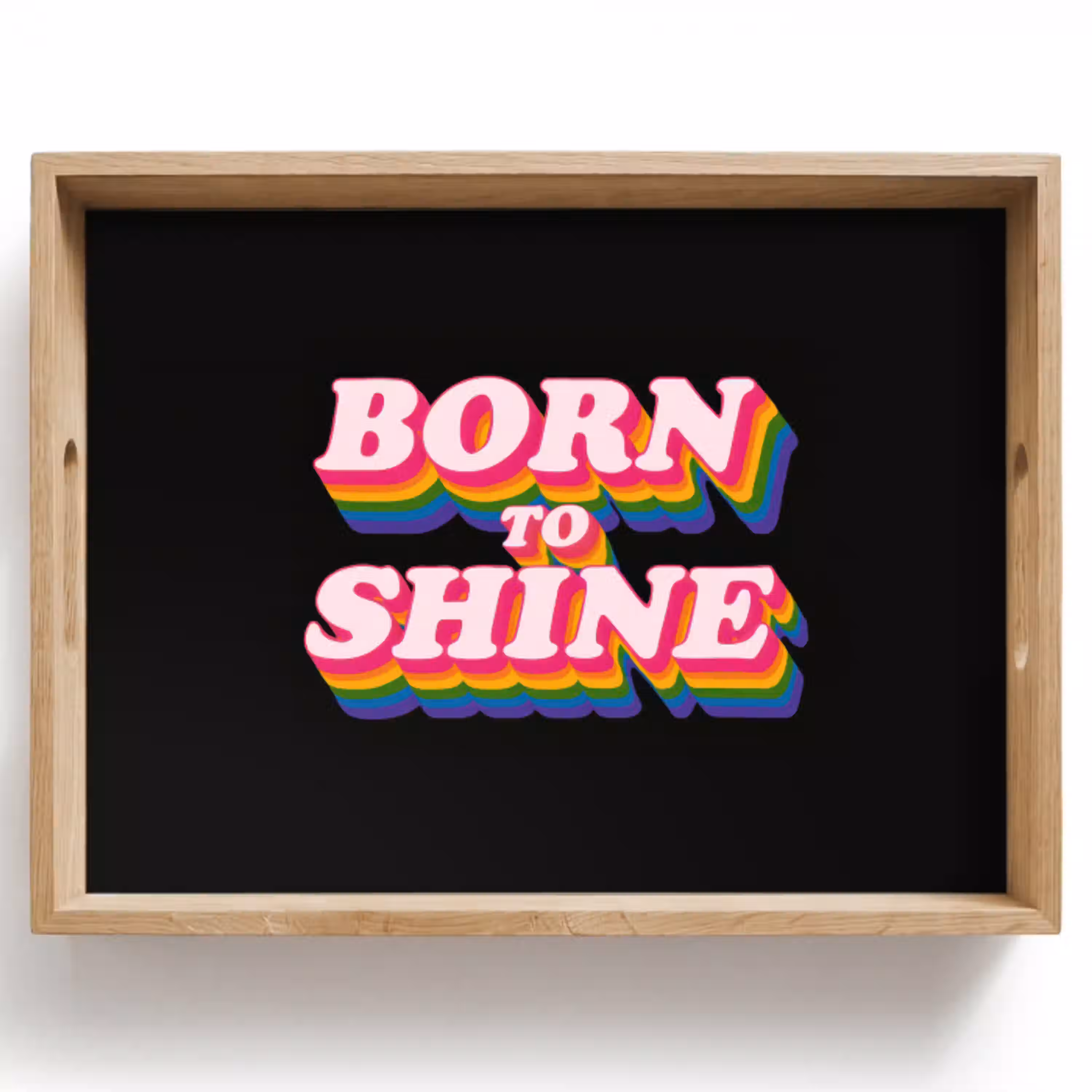 Quote - Regenboog - Roze - Zwart Dienblad Rechthoek middel -z3d_shopping