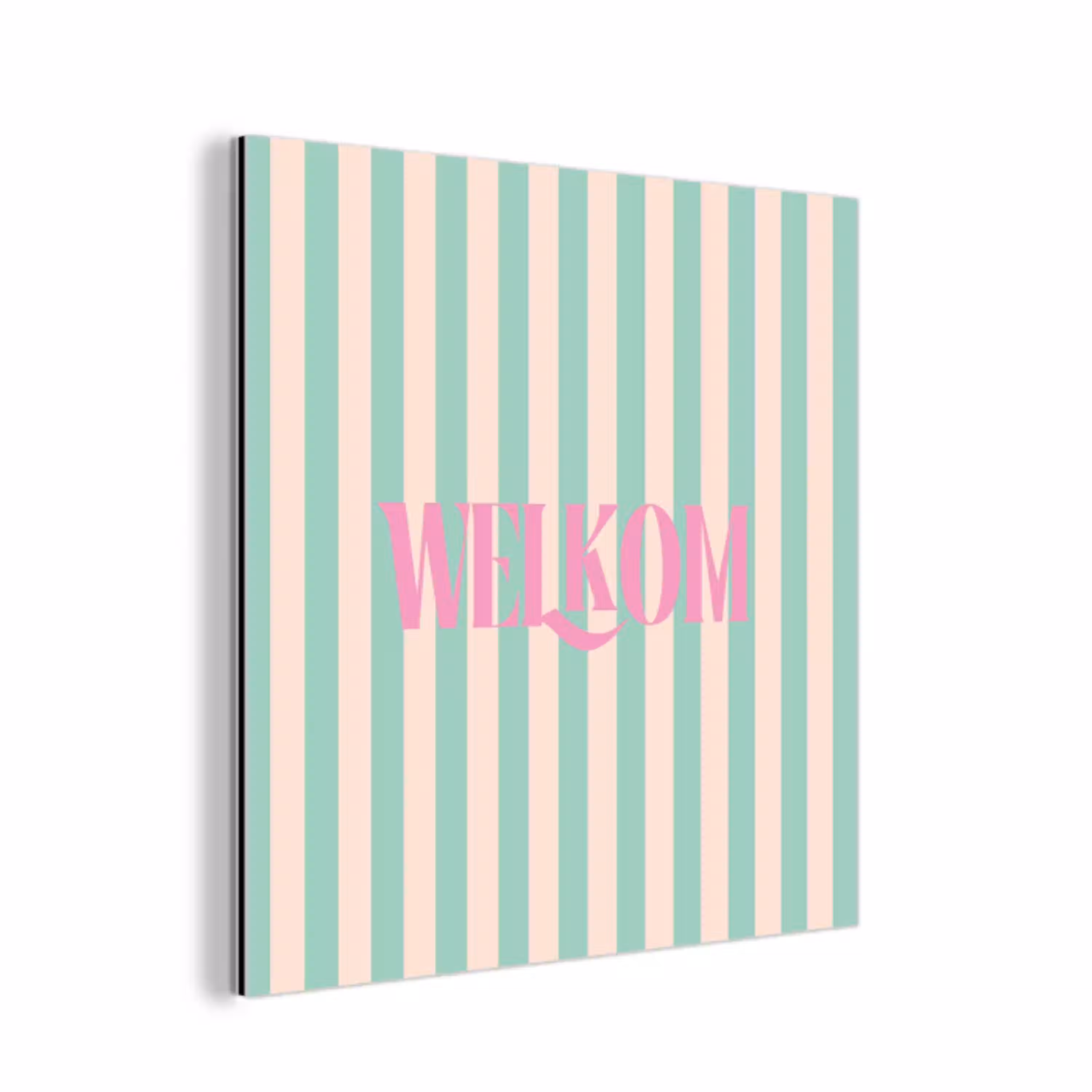 Roze - Groen - Strepen - Welkom aluminium wit klein -3d