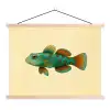 Vis - Blauw - Stippen - Schubben textielposter latten blank klein -3d