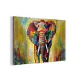Olifant - Kunst - Schilderij - Dieren - Regenboog aluminium wit klein -3d