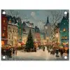 Kerstsfeer - Stadsplein - Kleurrijk tuinposter los doek klein -3d
