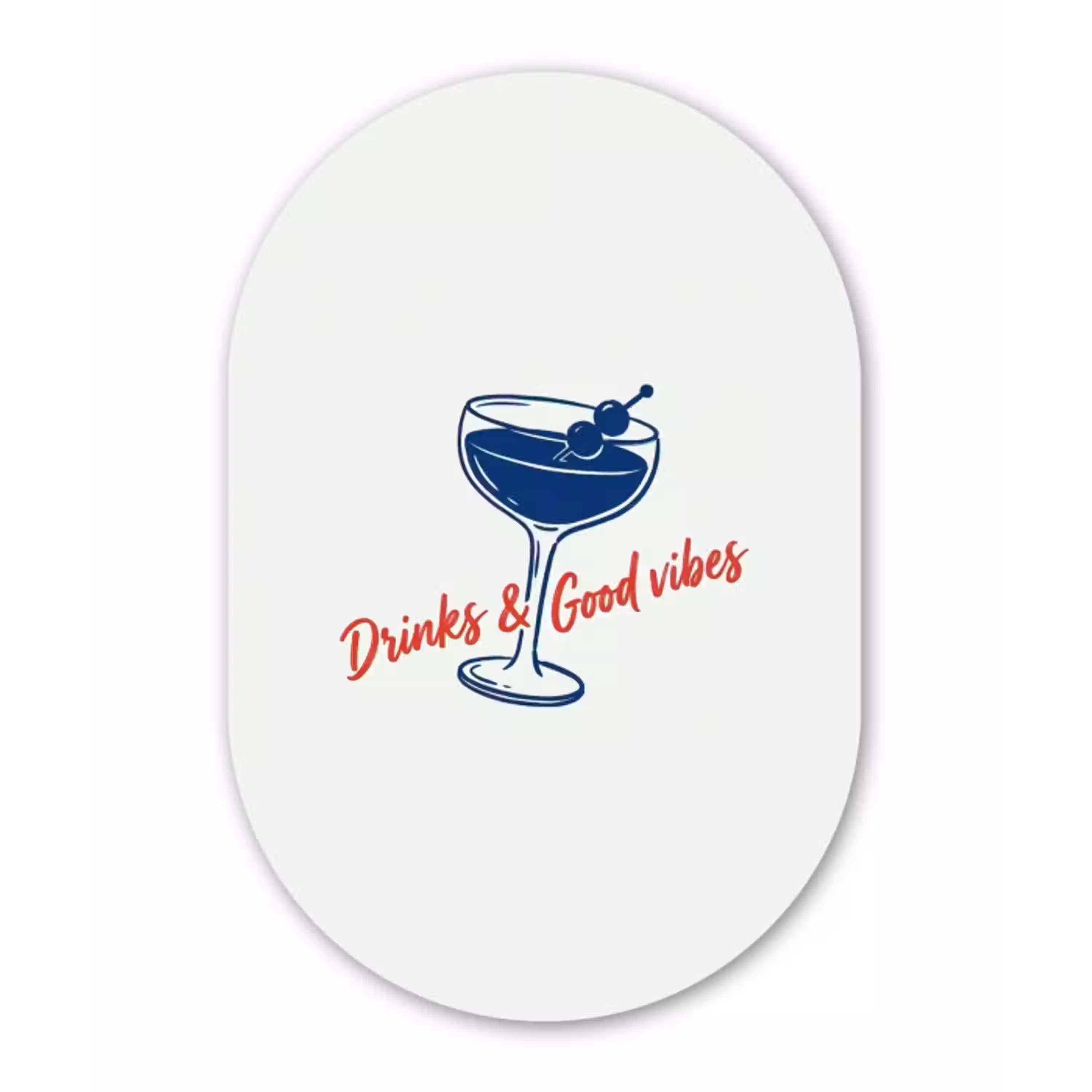 Cocktail - Glas - Illustratie - Blauw - Wit Wandcirkel Ovaal Forex klein -3d