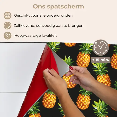 Tropische - Ananas - Zwart keuken achterwand spatscherm klein 900 -spatscherm_NL