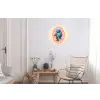 Bloemen - Blauw - Lijst - Bladeren Wandcirkel aluminium klein -woonkamer