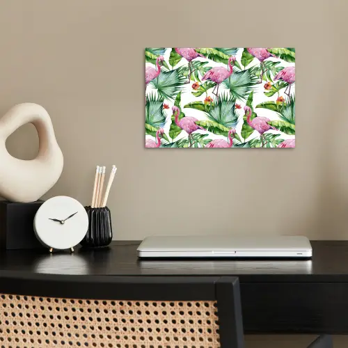 Bladeren - Flamingo - Bloemen - Jungle poster papier klein -sfeer1
