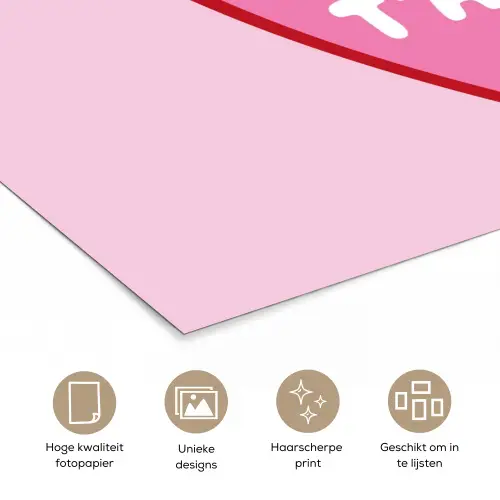 Hart - Frans - Valentijn - Roze poster papier klein -closeup_NL