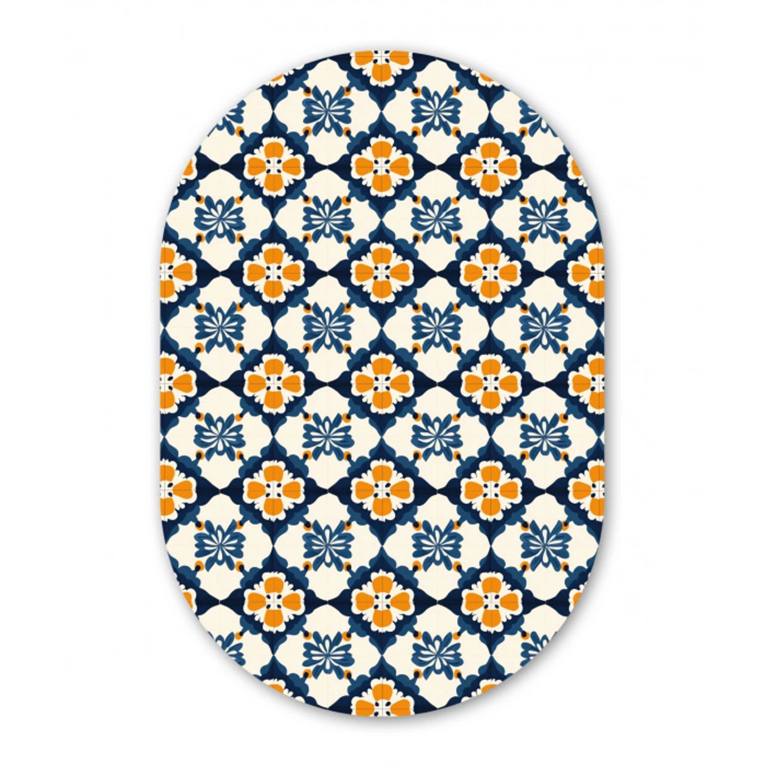 Klassiek - Geometrisch - Blauw Wandcirkel Ovaal Aluminium middel 839 -3d