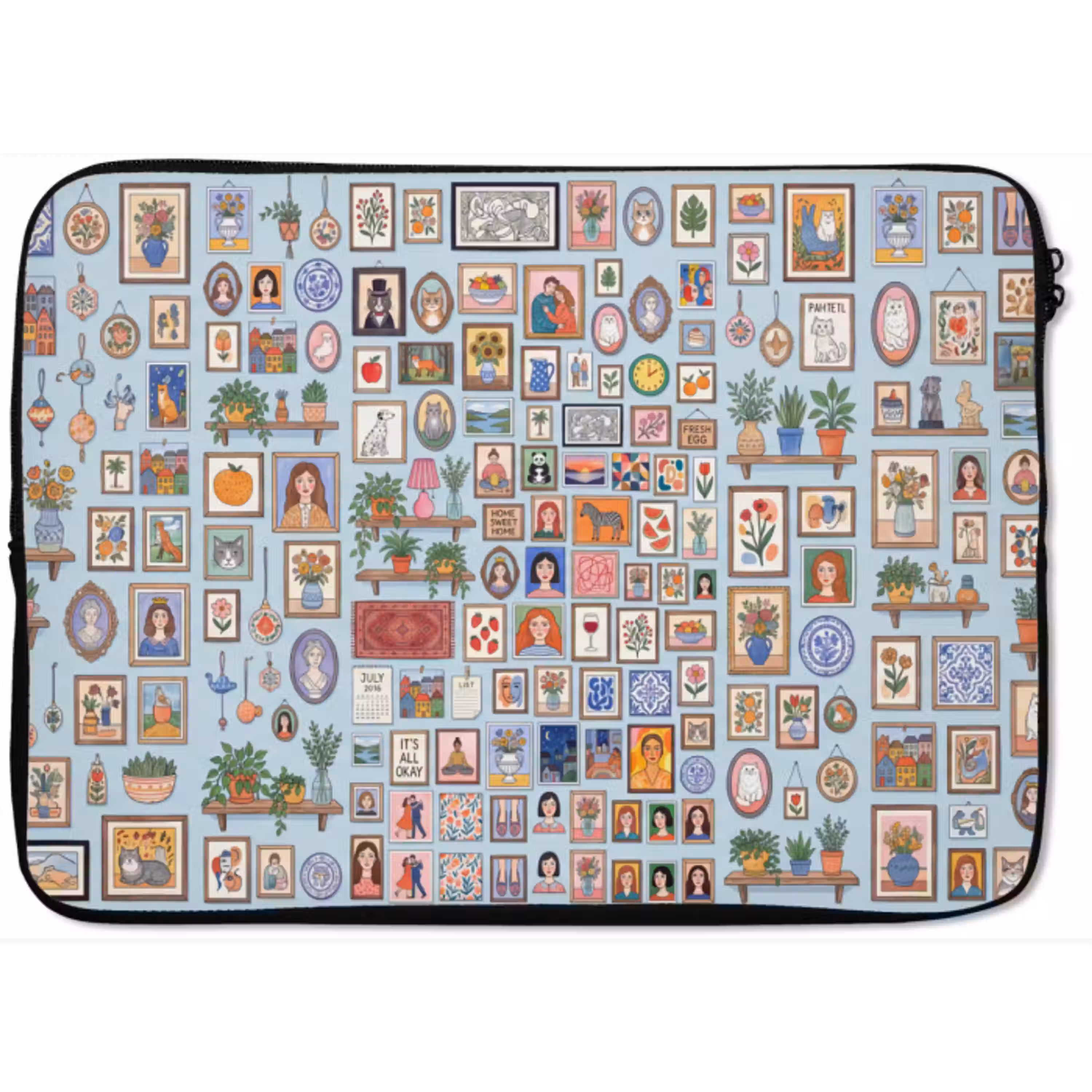 Wanddecoratie - Collectie - Huis - Illustratief - Kleurrijk laptophoes neopreen klein -zkaufland3dotto