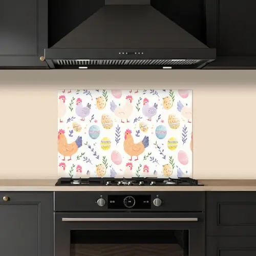 Patroon - Kip - Paaseieren keuken achterwand spatscherm klein -sfeer1