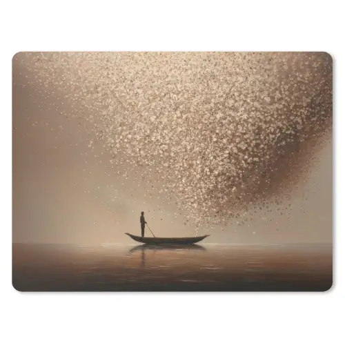 Bootje - Blaadjes - Goud - Water muismat rubber klein -3d