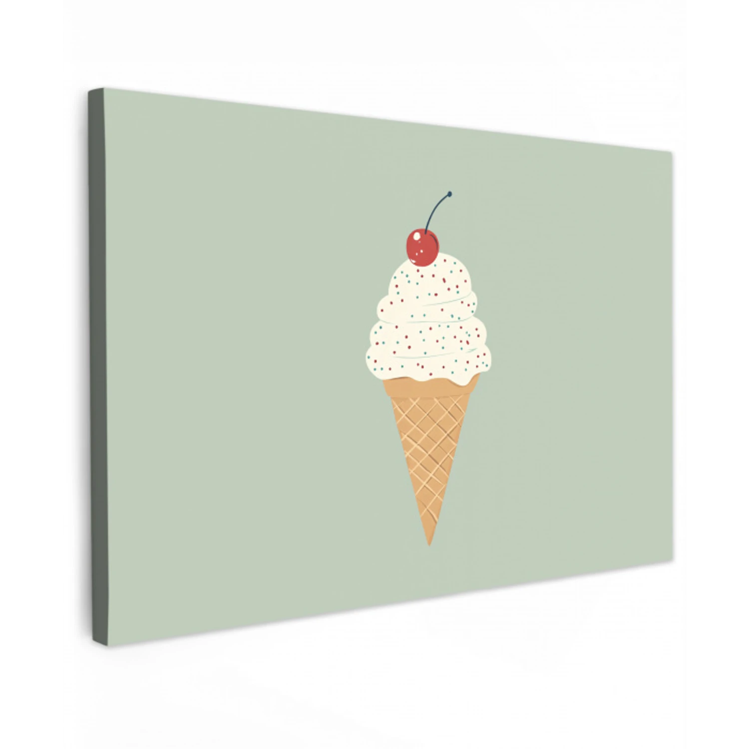 Illustratie - Ijsje - Spikkels - Kers Tuinposter op houten frame 2 cm dik klein -3d