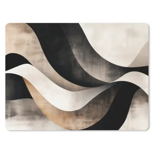 Abstract - Golven - Zwart - Verweerd muismat rubber klein -3d