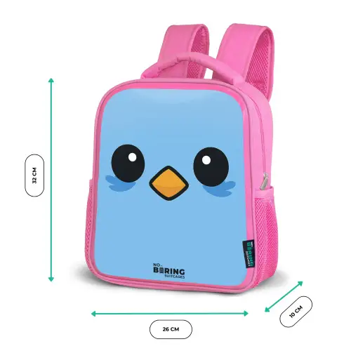 Kawai - Vogel - Blauw Kinderrugzak - Roze middel -productfoto_formaten