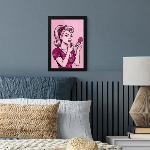 Vintage - Vrouw - Roze fotolijst zwart zonder passe partout klein -sfeer3
