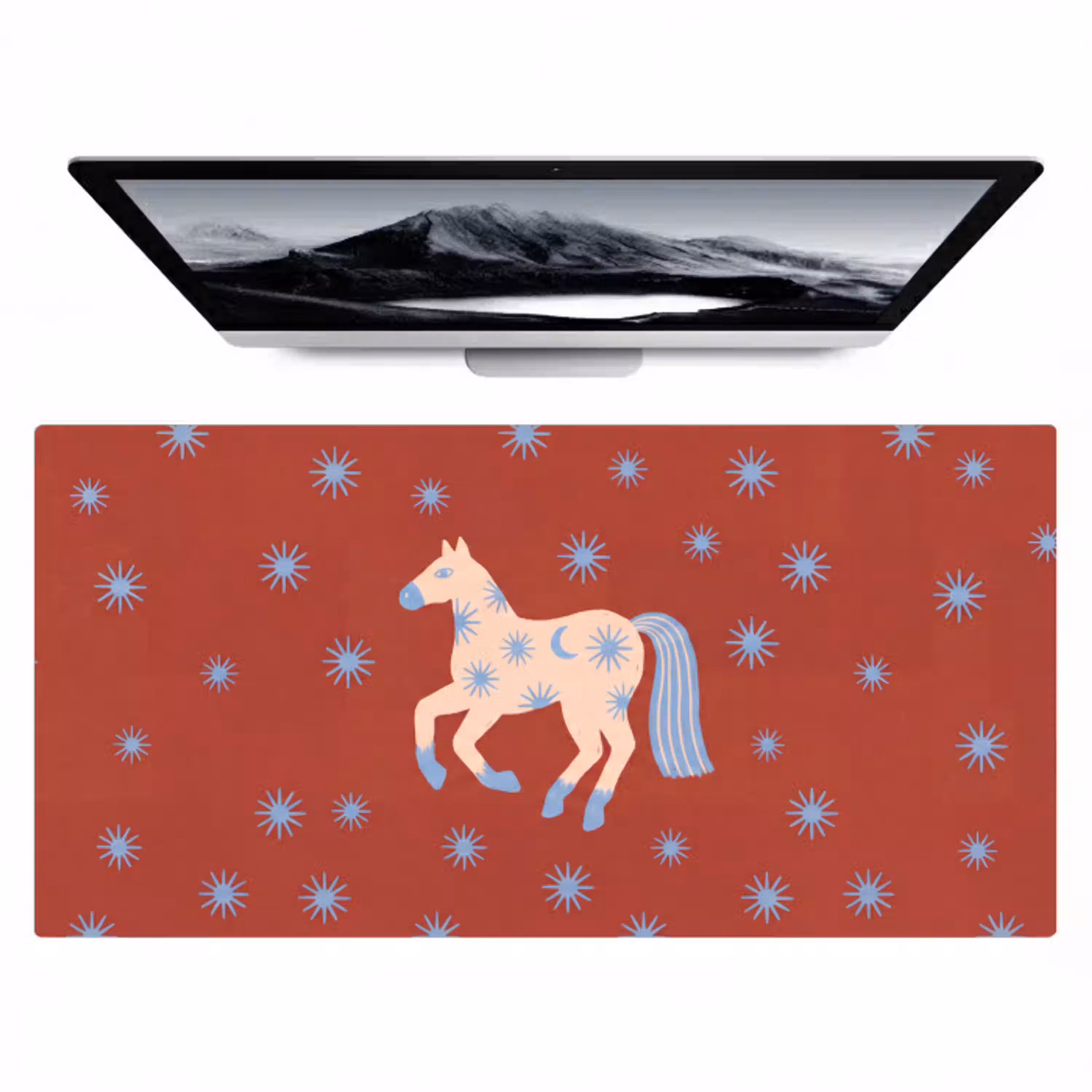 Dieren - Sterren - Maan - Abstract - Rood Muismat XXL klein -zzz3d
