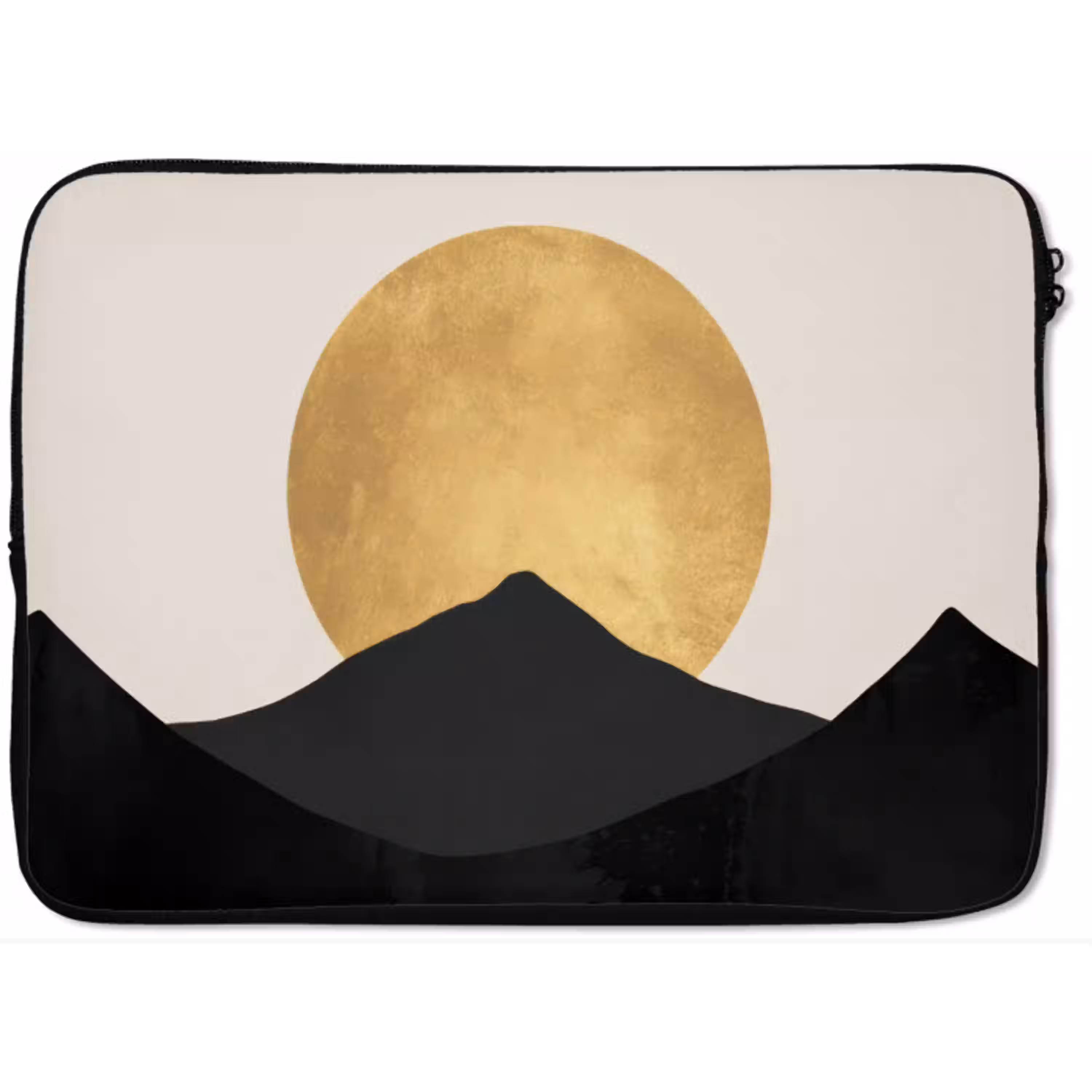 Bergsilhouetten - Gouden cirkel - Beige laptophoes neopreen klein -zkaufland3dotto