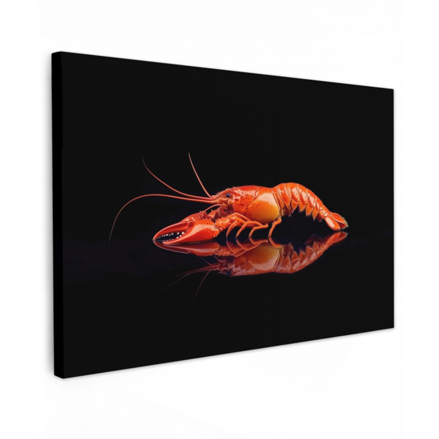 Kreeft - Oranje - Zwart - Opvallend Tuinposter op houten frame 2 cm dik klein -3d