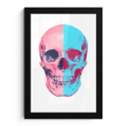 Schedel - Grafisch - Roze - Verdeeld fotolijst zwart zonder passe partout klein -3d
