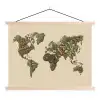 Wereldkaart - Kruiden - Kleurrijk textielposter latten blank klein -3d