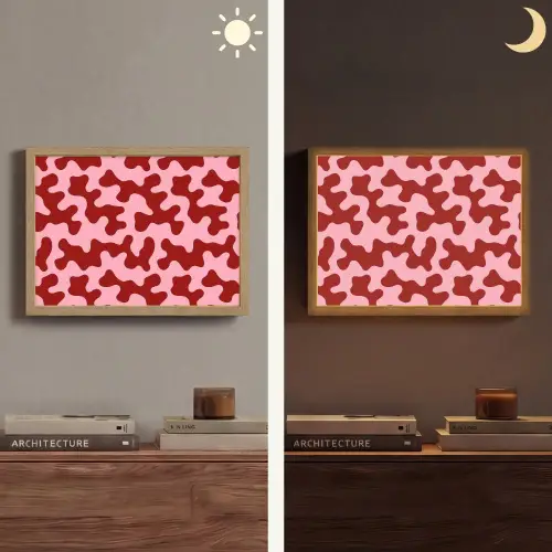 Modern - Abstract - Rood Light Box met batterij (Wandlamp) middel 907 -sfeer3