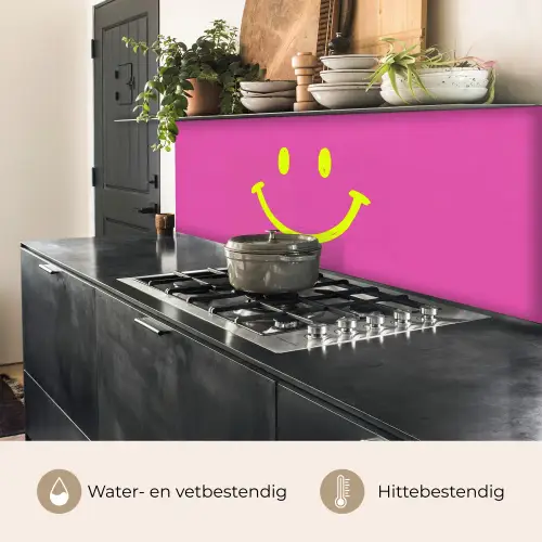 Smiley - Vrolijk - Roze keuken achterwand 2 middel -usp_NL