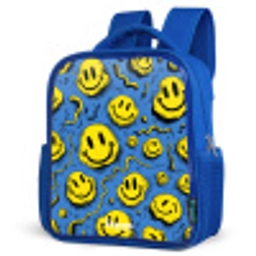 Smiley - Geel - Blauw Kinderrugzak - Blauw middel -schuin