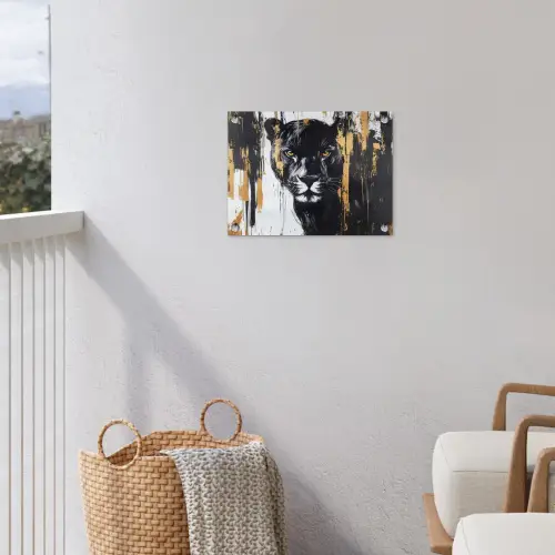 Panter - Zwart - Abstract - Verfstreken tuinposter los doek klein -sfeer8