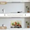 Potten - Kruiden - Hout keuken achterwand spatscherm klein -voor_na_NL