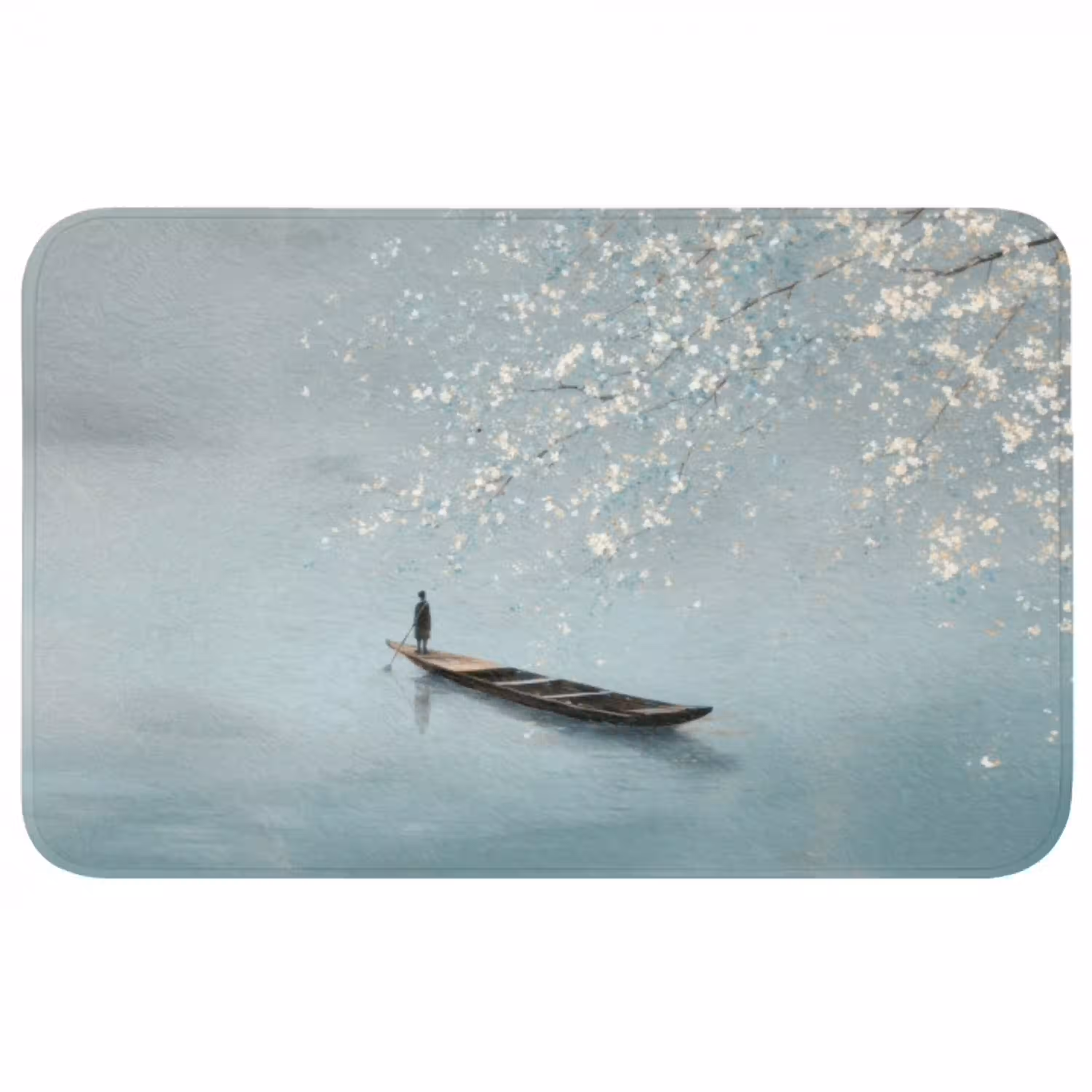 Bloesems - Minimalistisch - Wateroppervlak - Boot Badmat middel -3d