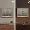 Kerstboom - Cadeaus - Rood - Goud Light Box met batterij (Wandlamp) middel -sfeer3