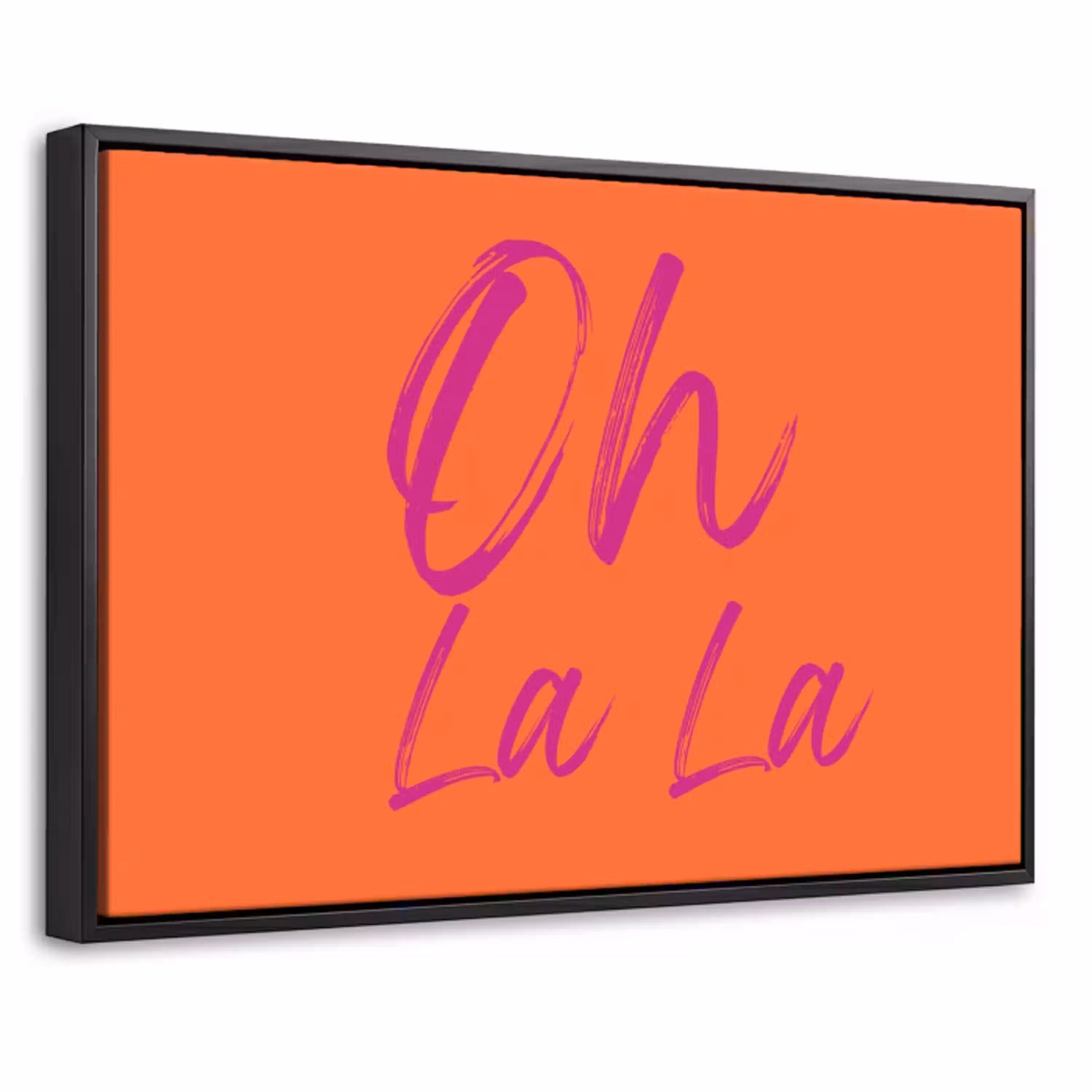 Oh la la - Oranje - Roze - Grafisch Canvas met baklijst klein -threedimensional_3d_global