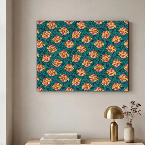 Groen - Disco - Patroon Textielframe zwart klein 947 -sfeer2