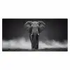 Olifant - Zwart - Wit - Rook Muismat XXL klein -3d_leeg