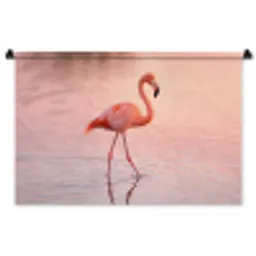 Flamingo - Water - Roze Wandkleed katoen middel -zz3d