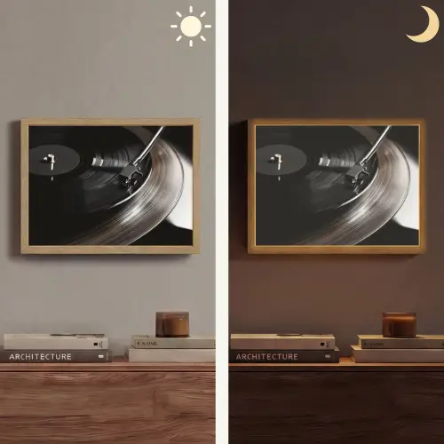 Close-up - Vinylplaat - Platenspeler - Zwart Light Box met batterij (Wandlamp) middel -sfeer3