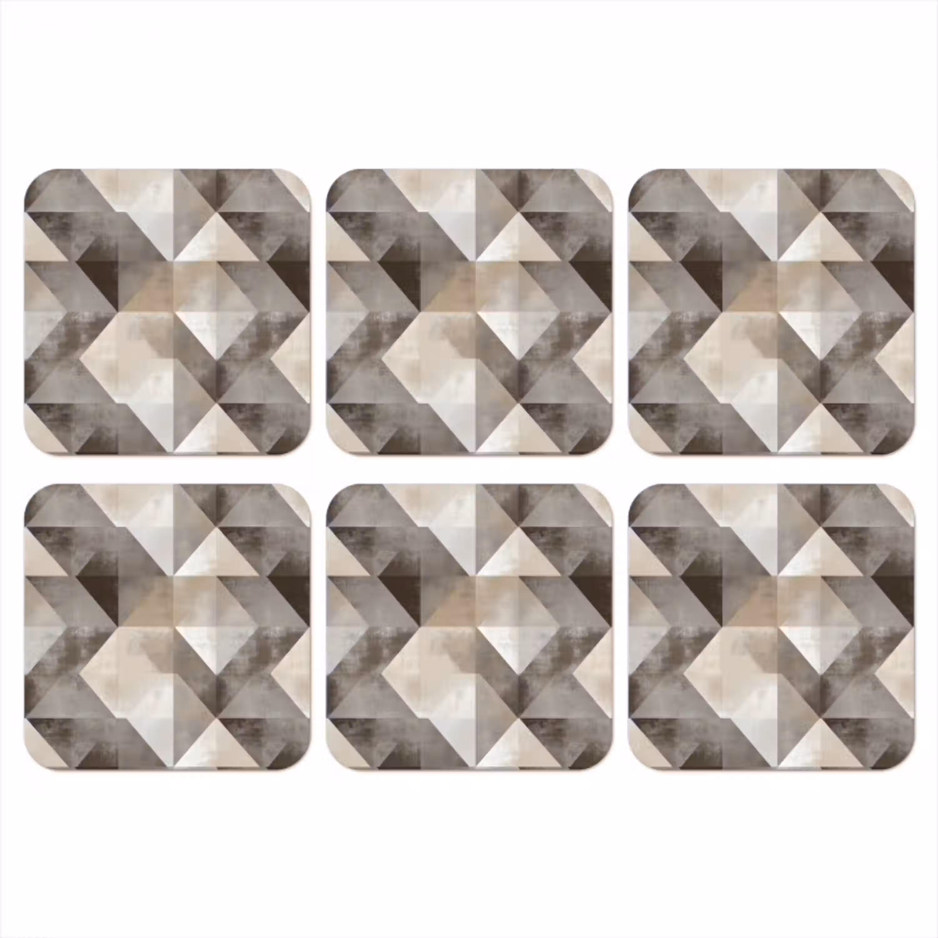 Geometrisch - Motief - Aardetinten onderzetter kurk middel 366 -3d