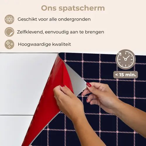 Plaid - Patroon - Blauw - Roze keuken achterwand spatscherm klein 900 -spatscherm_NL